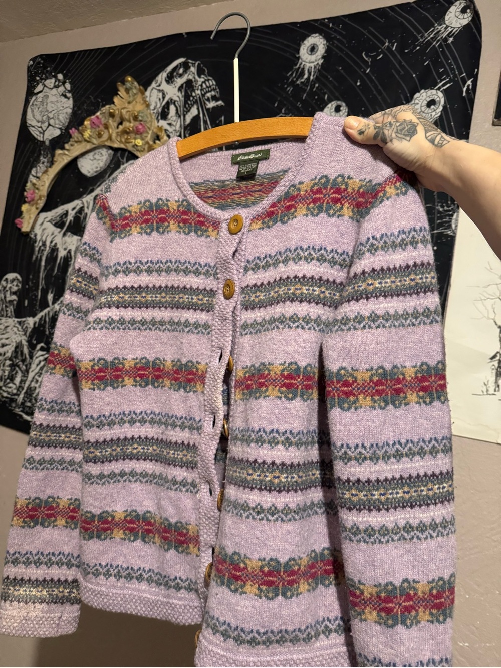 Eddie Bauer Lavender Cardigan Large